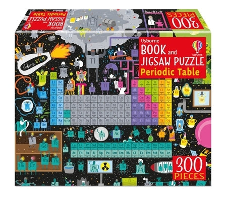 Usborne Books' educational jigsaw and periodic table for kids, featuring colorful elements and scientific information.
