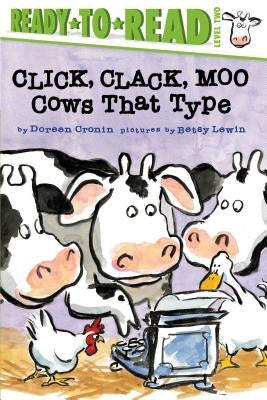 Paperback of "Click, Clack, Moo: Cows That Type" from Simon Spotlight, featuring colorful illustrations on the cover.