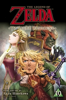 Paperback of Legend of Zelda: Twilight Princess, Vol. 10 by Viz Media featuring colorful cover art with characters and fantasy scene.