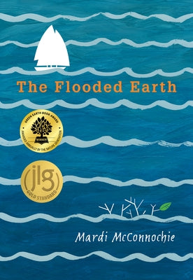 Paperback of The Flooded Earth by Pajama Press featuring the book cover with ocean and landscape artwork.
