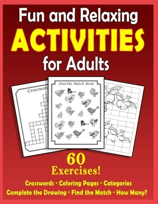 Large-print puzzle book for adults with dementia, featuring fun and relaxing activities to stimulate the mind and promote relaxation.