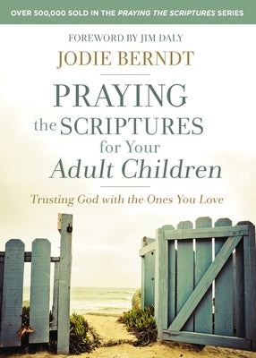 Paperback book titled "Praying the Scriptures for Your Adult Children" by Zondervan, featuring a cover with praying hands and a Bible.