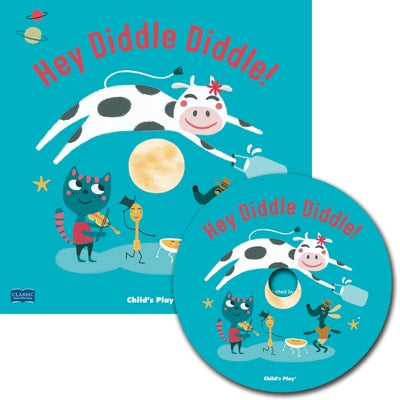 Child's Play International Hey Diddle Diddle paperback book with accompanying CD, featuring colorful illustrations and engaging bedtime stories.