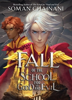 Paperback of Fall of the School for Good and Evil by HarperCollins, showing the book cover with colorful fantasy artwork.