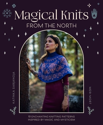 Paperback book titled "Magical Knits from the North" by David & Charles, featuring enchanting knitting pattern covers with mystical designs.
