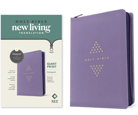 NLT Compact Giant Print Zipper Bible, Filament Enabled (Leatherlike, Diamond Lavender, Red Letter) Bible Tyndale House Publishers