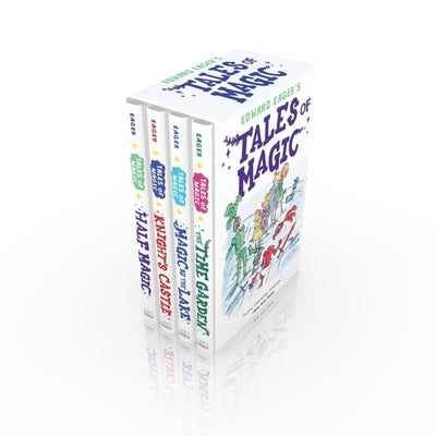 Four hardcover books from the Tales of Magic boxed set by Clarion Books, featuring colorful illustrated covers.