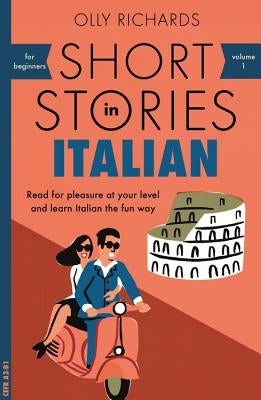 Paperback of "Short Stories in Italian for Beginners" by Teach Yourself, showing a book cover with Italian-themed design.