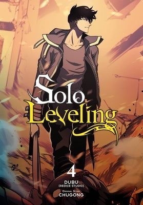 Paperback of Solo Leveling, Vol. 4 comic by Ize Press featuring a colorful cover with manga-style artwork.