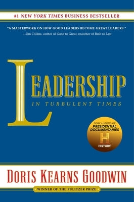 Paperback of "Leadership: In Turbulent Times" by Simon & Schuster, featuring a cover image with bold typography and a professional design.