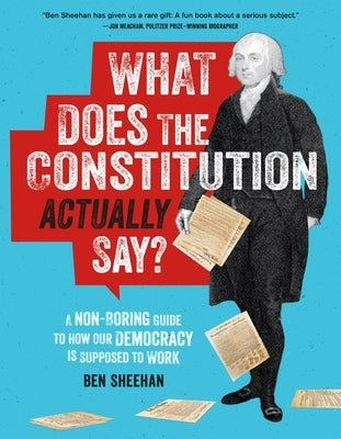 Paperback copy of "What Does the Constitution Actually Say?" by Black Dog & Leventhal Publishers, with a focus on US democracy.