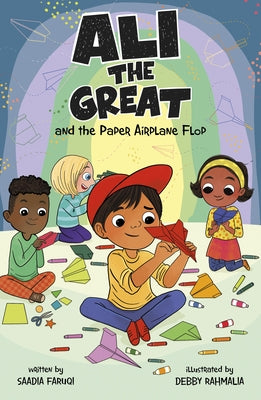 Paperback copy of "Ali the Great and the Paper Airplane Flop" by Picture Window Books, showing the book cover with colorful illustrations.