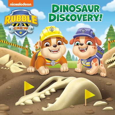 Paperback of Dinosaur Discovery! from Paw Patrol: Rubble & Crew by Random House Books for Young Readers, featuring colorful dinosaur illustrations.