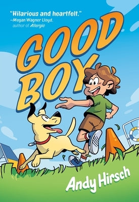 Paperback copy of Good Boy graphic novel by First Second, featuring colorful cover art with dog illustrations.