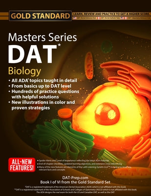 Paperback book titled "DAT Masters Series Biology" by Ruveneco, featuring a cover with study guides for dental admission test biology.
