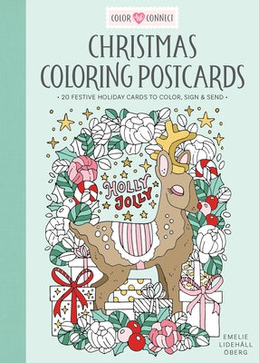 Colorful Christmas coloring postcards from Better Day Books, featuring festive holiday designs for coloring, signing, and sending.