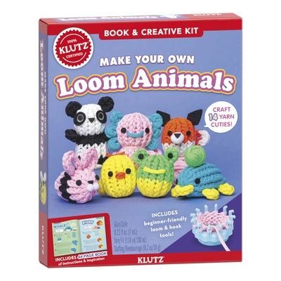 Klutz Make Your Own Loom Animals kit with colorful yarn and tools for creating fun handmade animal figures.