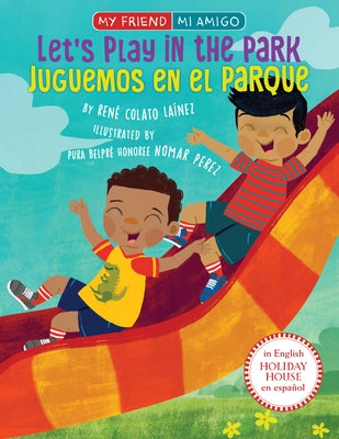 Paperback book titled "Let's Play in the Park" by Holiday House, featuring colorful park scene illustrations.