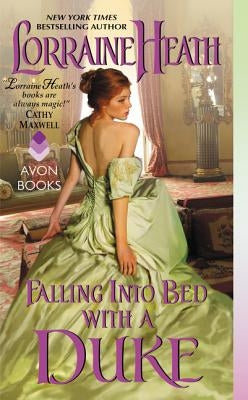 Cover of "Falling Into Bed with a Duke" mass market paperback by Avon Books featuring romantic artwork.