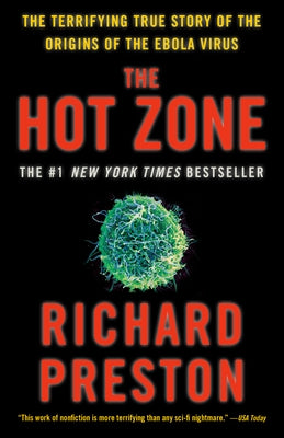 Paperback of "The Hot Zone" by Knopf Doubleday Publishing Group, showing the book cover with title and author details.