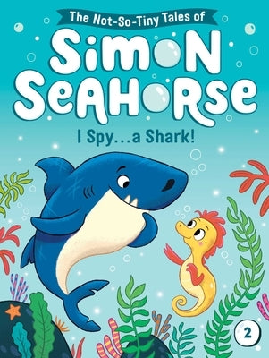 Paperback I Spy . . . a Shark! children's book by Little Simon featuring colorful shark illustrations and engaging hidden object scenes.