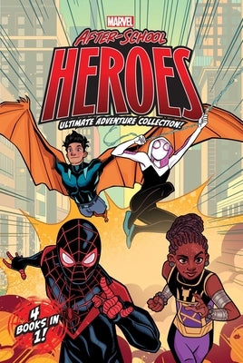 Marvel After-School Heroes Ultimate Adventure Collection paperback by Simon Spotlight, featuring colorful superhero illustrations.