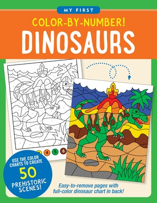 Color-by-Number dinosaur activity book by Peter Pauper Press featuring illustrations of various dinosaurs on the paperback cover.