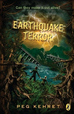 Paperback of Earthquake Terror by Puffin Books featuring a cover illustration with children in a natural disaster scene
