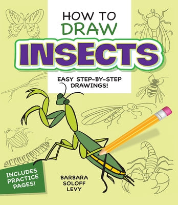 Paperback book titled "How to Draw Insects" by Dover Publications, featuring step-by-step insect drawing illustrations.