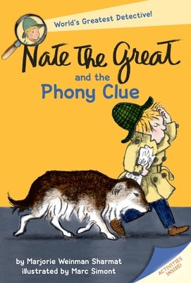 Paperback copy of Nate the Great and the Phony Clue by Yearling Books, featuring colorful cover art with Nate and friends.