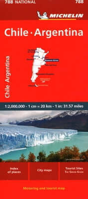 Michelin Chile Argentina Motoring and Tourist Map No. 788 Folded Michelin Travel Publications