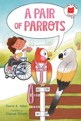 Colorful paperback book titled "A Pair of Parrots" by Holiday House featuring vibrant illustrations of two parrots on the cover.
