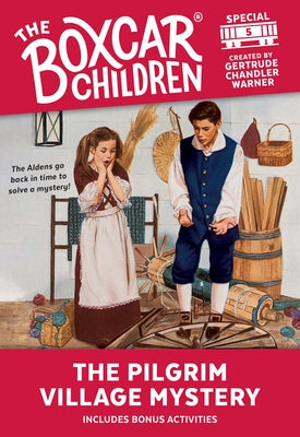 Paperback of The Pilgrim Village Mystery by Random House Books for Young Readers, showing the book cover with illustrated village scene.