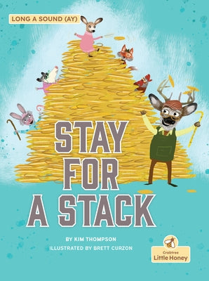 Crabtree Little Honey "Stay for a Stack" paperback book with colorful cover and bold title, resting on a wooden surface.