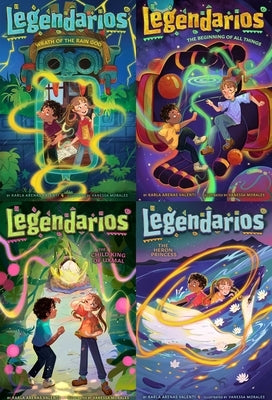 Set of four paperback books from The Legendarios Mythical Collected Set including Wrath of the Rain God, The Child King, and more.