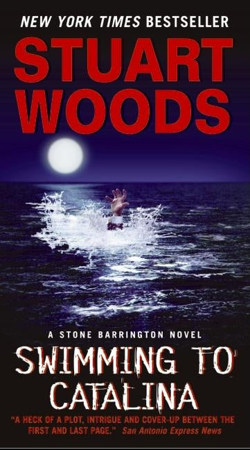 Cover of the mass market paperback "Swimming to Catalina" by Harper, featuring a scenic ocean view with a swimmer.