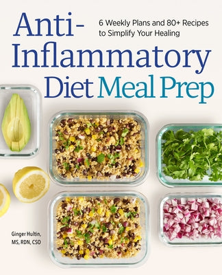 Paperback book titled "Anti-Inflammatory Diet Meal Prep" by Callisto, featuring colorful meal images and recipe pages.