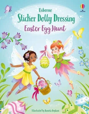 Paperback Sticker Dolly Dressing Easter Egg Hunt book by Usborne Books featuring colorful Easter-themed illustrations and sticker activities.