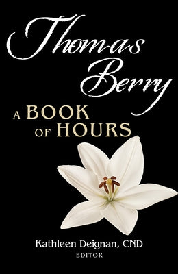 Paperback copy of Thomas Berry: A Book of Hours by Orbis Books, featuring a close-up of the book cover with intricate artwork.