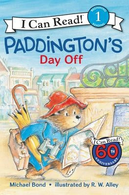 Paperback of Paddington's Day Off by HarperCollins, showing Paddington bear with his iconic hat and suitcase on the cover.
