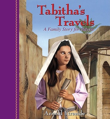 Paperback of Tabitha's Travels: A Family Story for Advent by Kregel Publications, showing the book cover with colorful illustrations.