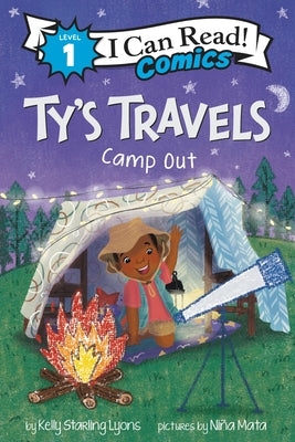 Paperback of Ty's Travels: Camp-Out by Harperalley, featuring colorful outdoor camping scene on the cover.