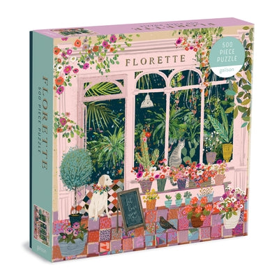 Galison Florette 500-piece puzzle featuring vibrant floral artwork, perfect for puzzle enthusiasts and flower lovers.