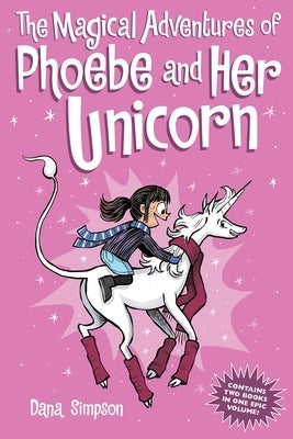 Paperback of "The Magical Adventures of Phoebe and Her Unicorn" by Andrews McMeel Publishing, featuring colorful book covers.