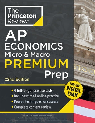 Paperback of Princeton Review AP Economics Micro & Macro Premium Prep 22nd Edition with practice tests and digital review materials.