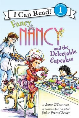 Paperback of Fancy Nancy and the Delectable Cupcakes by HarperCollins, featuring colorful cover art with cupcakes and whimsical illustrations.