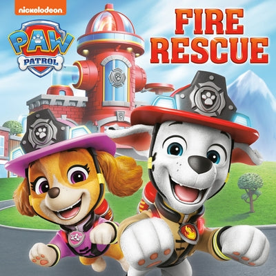 Paperback Fire Rescue Paw Patrol book by Random House Books for Young Readers, featuring rescue-themed illustrations.
