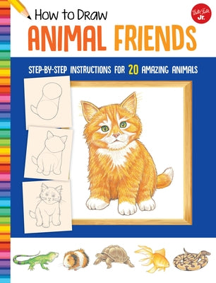 Paperback book titled "How to Draw Animal Friends" by Walter Foster Jr., showing colorful illustrated animal sketches on the cover.