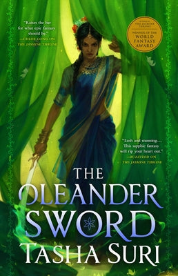 Paperback of The Oleander Sword by Orbit, featuring the book cover with vibrant artwork and title text.