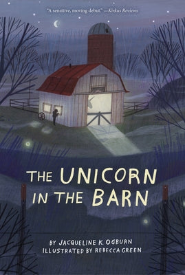 Paperback of "The Unicorn in the Barn" by Clarion Books featuring a whimsical book cover illustration with a unicorn and barn scene.